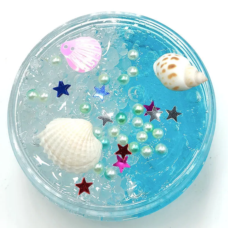 Слайм океан цветной блок градиентный кристалл Грязь крутой многоцветный слизь игрушки чистая глина детская игрушка ручная резинка - Цвет: Синий