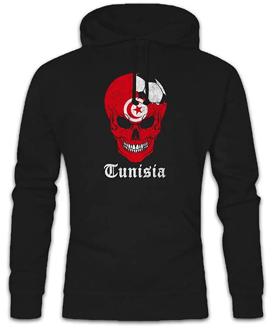 Tunisia football Skull I толстовка с капюшоном Толстовка Унисекс Мужская Женская толстовка с капюшоном