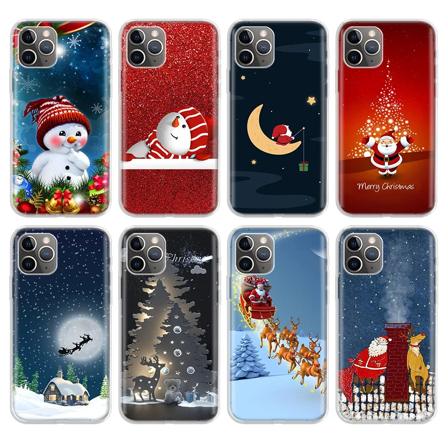 

New year Cartoon Christmas Phone Case For Apple iPhone 11 Pro 6 6S 7 8 Plus + X 10 Ten XS MAX XR 5 5S SE Soft Phone Cover