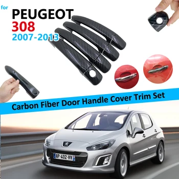 

Carbon Fiber Door Handle Cover Trim Set for Peugeot 308 sw cc RCZ 2007~2013 Car Accessories Stickers 2008 2009 2010 2011 2012