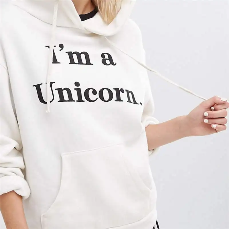 Winter New Harajuku Women Hoodies Letter Print Cute Unicorn Hoode Casual Loose Sweatshirt Women's Coat Jumper Hooded