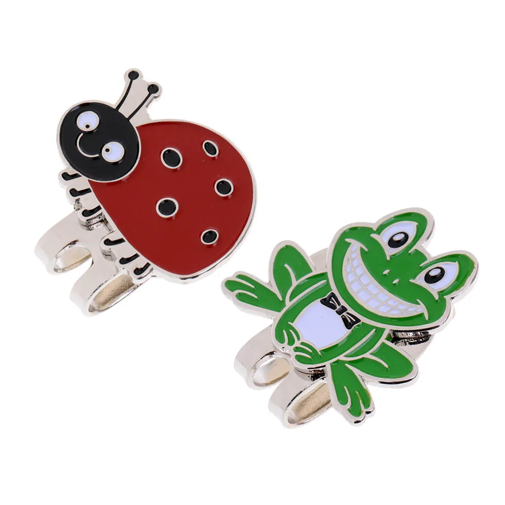 Set of 2 Magnetic Standard Golf Ball Mark Hat Clip with Frog & Ladybug Design for Men Women Kids Training Aid | Спорт и