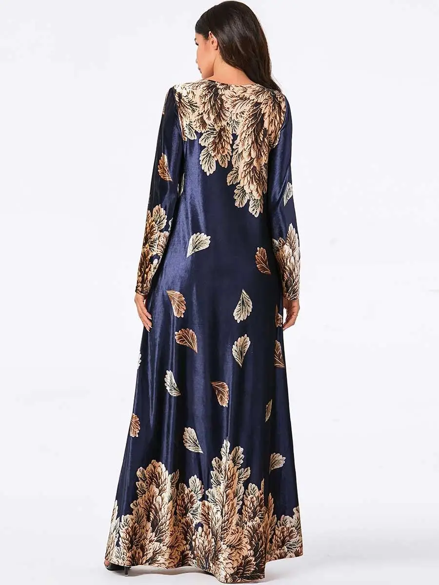 Цветочное бархатное мусульманское длинное платье для девочки, исламский кафтан, Дубаи, длинное платье, вечерние платья, арабское