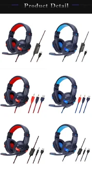 

3.5mm Gaming Headset Usb Wired Over Led Headphones Stereo With Mic For Ps4