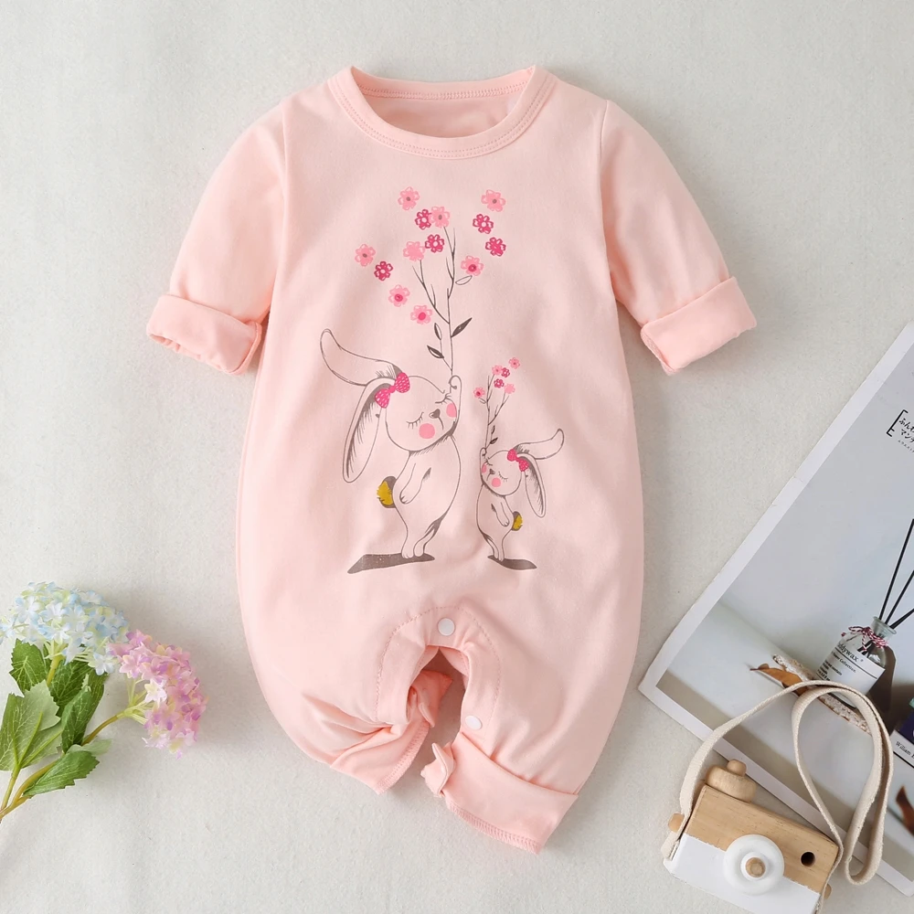 NEW Newborn Baby Clothes Boys Girls Rompers Floral Rabit Dinosaur Printed Long Sleeve Cotton Kid Jumpsuit Playsuit Outfits 0-24M