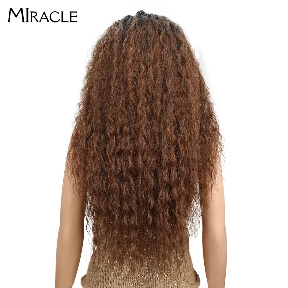 Чудо Высокая температура волокна свободная часть длинные Омбре естественная волна кружева передние Детские волосы парики синтетические афро парики для черных женщин