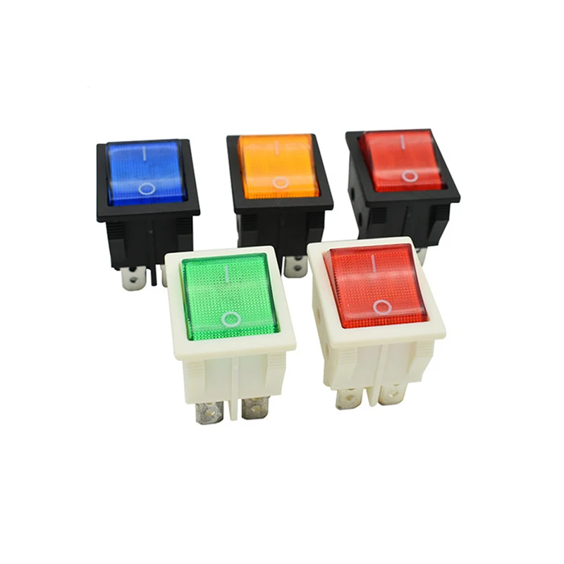 Power Switch 30A 250V 4 6 Pin ON-OFF Boat Rocker Switch Sterling Silver Contacts KCD4 with Led Indicator