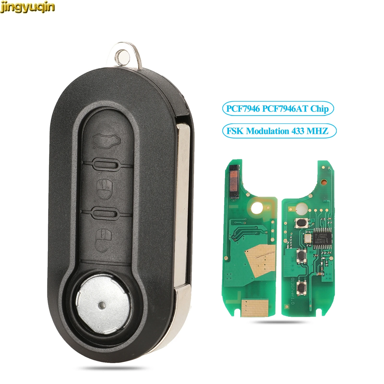 

Remote Flip Car Key Fob FSK PCF7946/PCF7946AT Chip 433MHZ For Fiat 500 Grande Punto 2010-2017 Ducato Stilo Bravo 3 Buttons SIP22