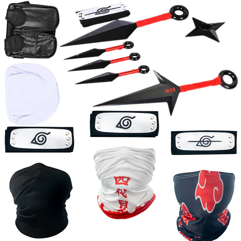 Naruto Weapons Set Kakashi Cosplay Gloves Mask Kunai Headband Shuriken Ninja Anime Figure Prop Apparel Accessories Cool Kids Toy | Игрушки и