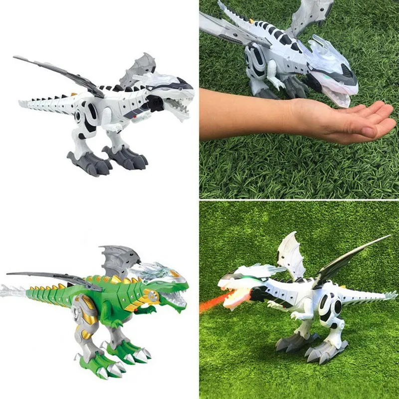 Electric Cool LED Dinosaur Toy Multifunctional 3D Music Fire breathing Dinosaur Model Toys Plastic Simulation Animal Toy for Kid|Electronic Pets