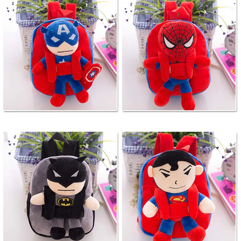 Микки Минни Маус плюшевая игрушка-рюкзак Человек-паук Супермен Капитан Америка кукла Бэтмен мультфильм детский сад школьная сумка