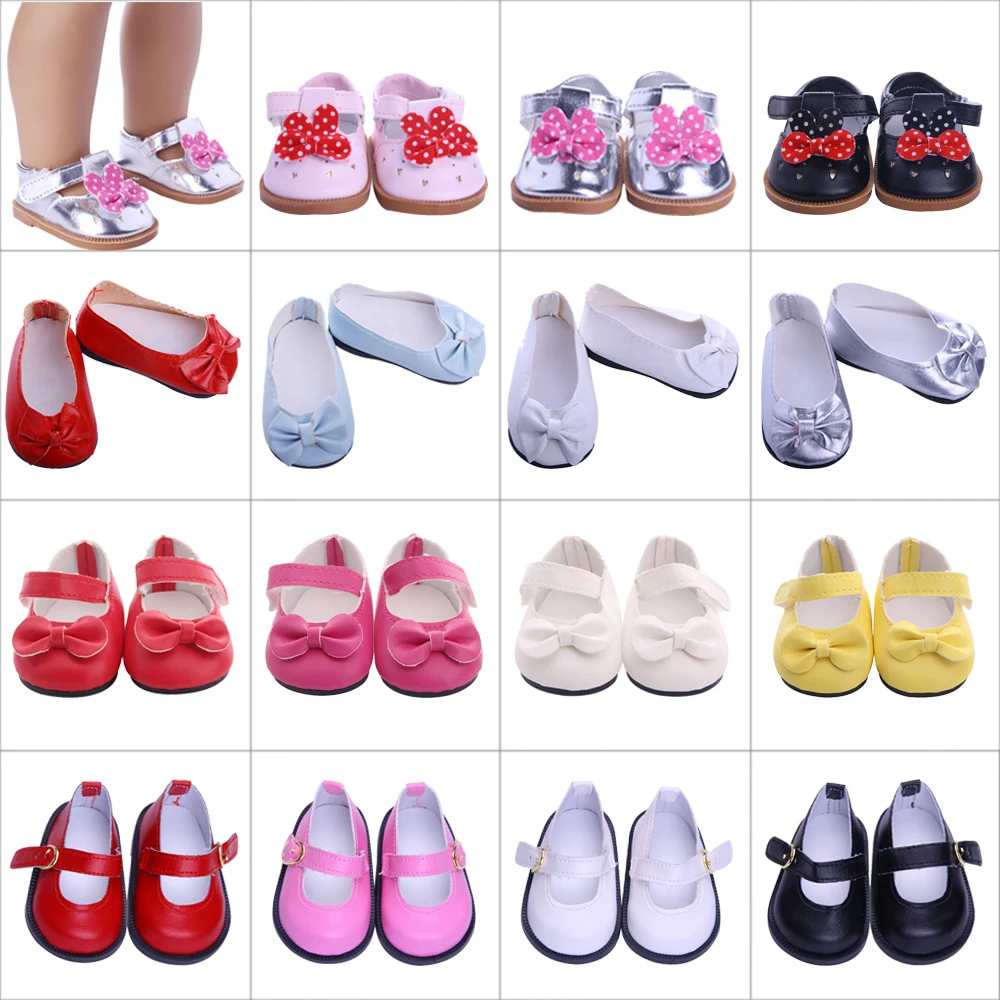 

7Cm Doll Shoes PU Bow Sneakers Fit 18Inch American&43cm Baby Reborn Doll Clothes Accessories,Girls Toys,Generation,Birthday Gift