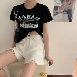 2021new verão feminino cintura alta botão artificial perna jeans e shorts casual feminino solto azul,