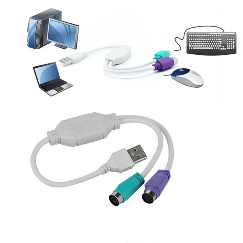

1pcs USB To Dual for PS/2 PS2 Cord Extension Cable Adapter Converter For Keyboard Mouse Male to Female new For Keyboard Mouse