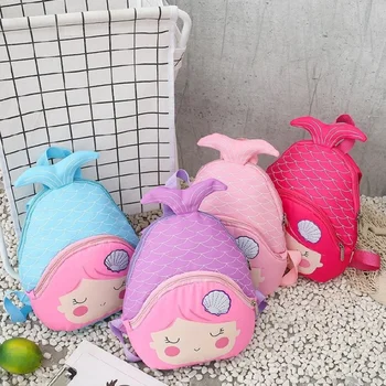 

2020 new cartoon mermaid child girl backpack fishtail cute mini school bag Kindergarten Schoolbag fashion shoulder bag For Kids
