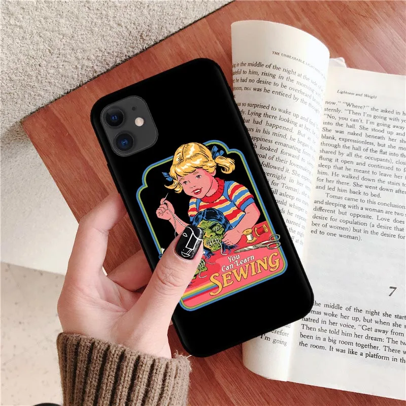 Funny Halloween Satan Vintage Let's Summon Demons Graphic Black silicone Phone Case For iPhone XR X XS 11 Pro Max 8 7 6 6S Plus - Цвет: T7926