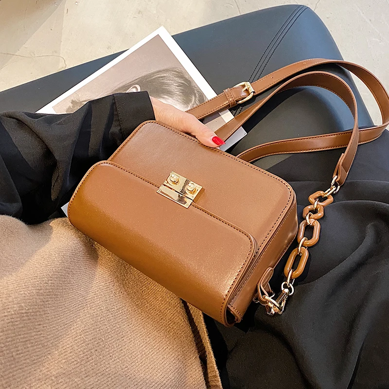 

INS Hong Kong Style Small Bag New Fashionable Fashion Trending Simple Square Pouch All-matching Ins Messenger Bag Female Women