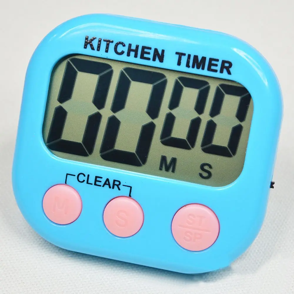 blue Magnetic LCD Digital Kitchen Countdown Timer Alarm with Stand White Kitchen Timer Practical Cooking Timer Alarm Clock - Цвет: blue