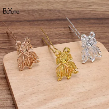 

BoYuTe (10 Pieces/Lot) 20*29MM Metal Alloy Fish Hairpin Hair Fork Materials Diy Ancient Hair Accessories Wholesale