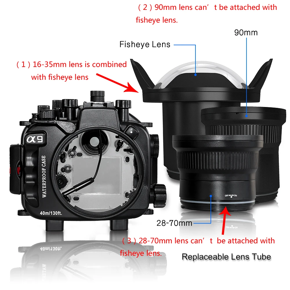 Для камеры sony A9 водонепроницаемый корпус чехол для подводной съемки 40 м все функции фотография Объектив трубка сменный защитный бокс устройство
