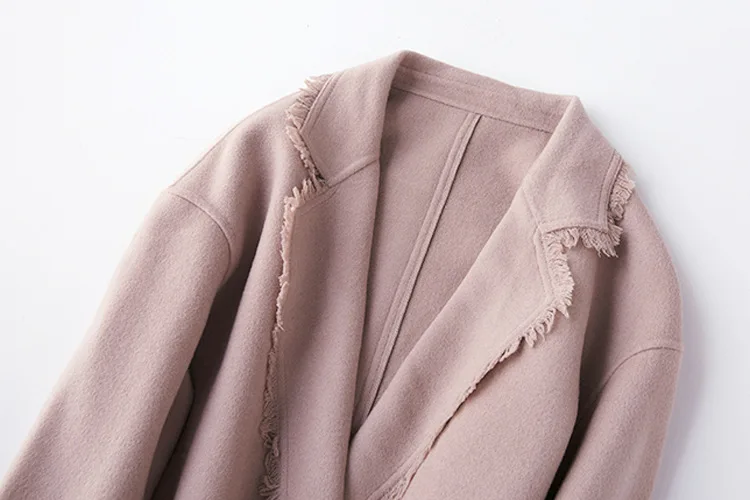 Shuchan/длинное пальто с кисточками Casaco Feminino, женское двубортное пальто с широкой талией, длинное корейское модное пальто, Осень-зима