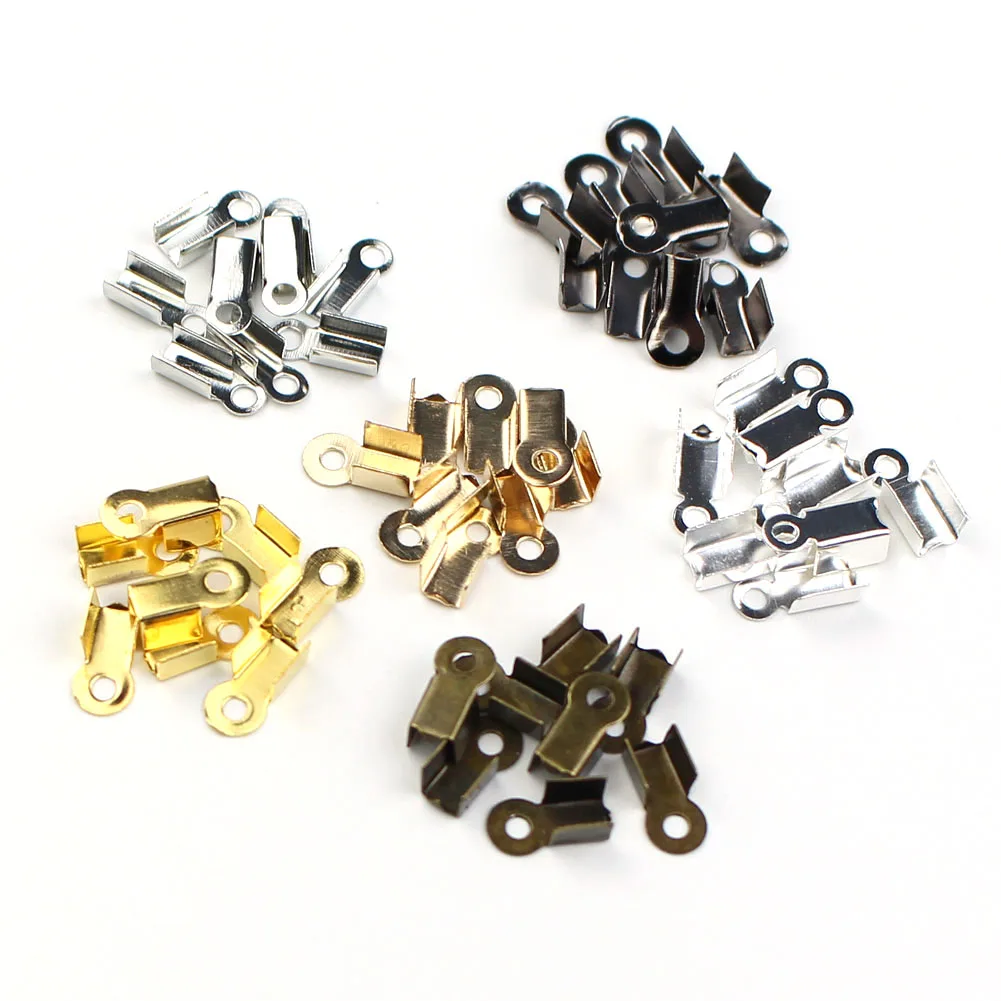 Wholesale 600pcs/lot Cord End Caps Cove Clasps String Ribbon Leather Clip Tip Fold Crimp Beads Connectors for DIY Jewelry Making | Украшения