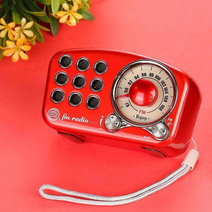 Red PRUNUS портативный fm-радио приемник AUX/TF карта Mp3 плеер bluetooth Функция USB мини перезаряжаемый радио с динамиком - Цвет: Red