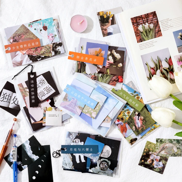 

Journamm 40Pcs/lot Image Gallery Series Deco Stickers Coated Paper Scrapbooking Bullet Journal Plants DIY Stationery Stickers