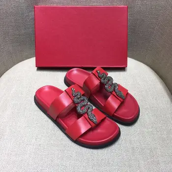 

2020 New Spring/Summer Shoes Women Slippers Genuine Cow Leather Metal Decor Crystal Women Slippers Zapatos De Mujer