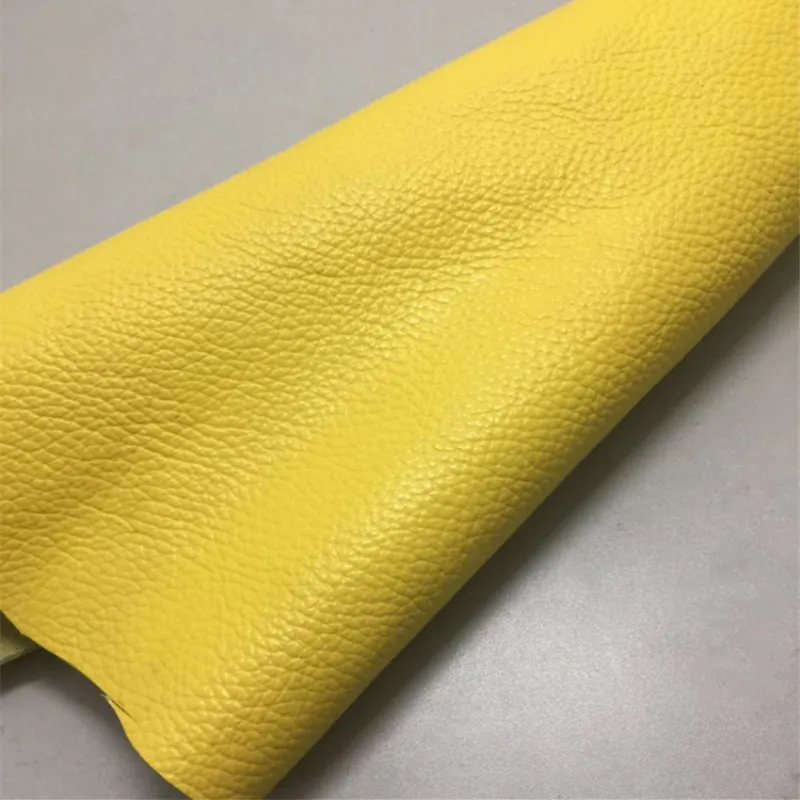 Yellow cowhide leather diy handmade wallet leather fabric whole leather lychee bedside sofa soft foreskin