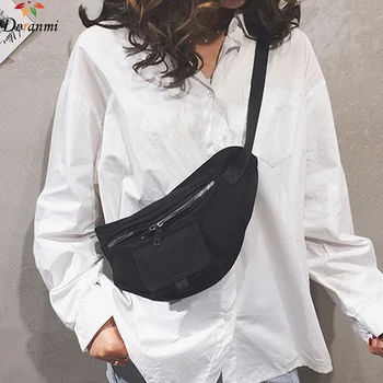 

DORANMI Canvas Women's Fanny Pack 2019 Solid Cloth Patchwork Crossbody Chest Bags Female Lightweight Waist Packs Nerka BG393
