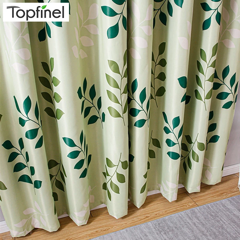 Современные светонепроницаемые шторы Topfinel с зелеными листьями для гостиной, оконные шторы для кровати, готовая драпировка, украшение для дома|Занавеска| | АлиЭкспресс