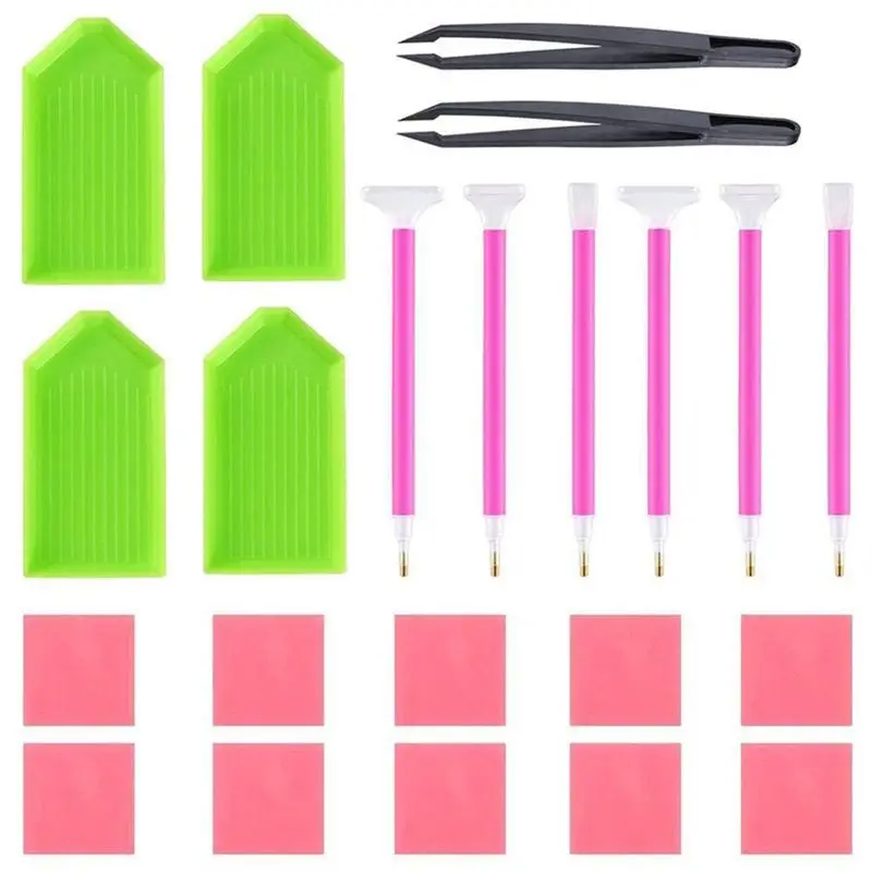 DIY Diamond Painting Tool Kits ABS + Silicone Materials Including Tweezers Disk Glue Pen and Bags for Art Craft | Дом и сад