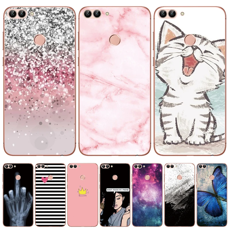 cover phone case for huawei P smart 2018 Enjoy 7S soft tpu silicone back 360 full protective printing transparent coque | Мобильные