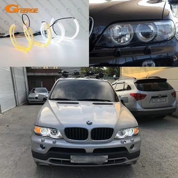

For BMW X5 X5M E53 E70 Excellent DTM Style LED Angel Eyes halo ring White Amber switchback DRL turn signal light