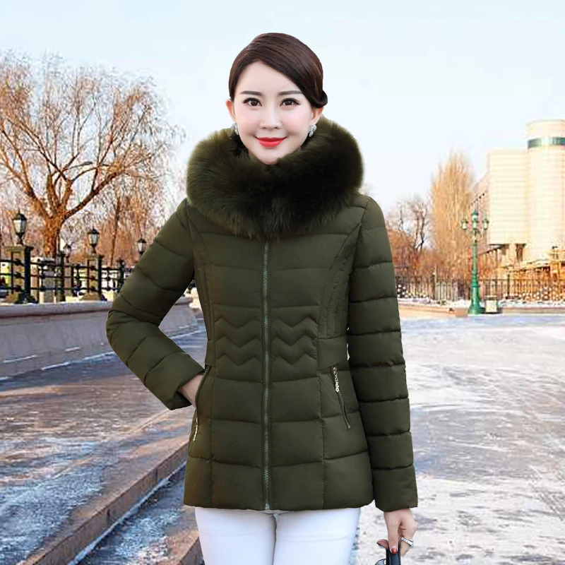 

Winter Jacket Women Parka 2020 Large Fur Collar Korean Coat Woman Parkas Large Size Detachable Hat Chaquetas Mujer KJ629