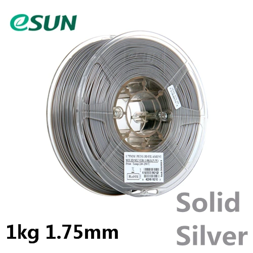 1kg SOLID SILVER Нить для 3D принтера eSUN высшего качества, 1,75 мм, 1 кг, нить для 3d принтера PETG, 1,75 мм, материал для 3d принтера, много цветов, Отправка почтой из России - Цвет: 1kg SOLID SILVER