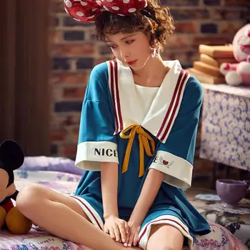 

Women Summer New 2PCS Pajamas Suit Sleepwear Casual Intimate Lingerie Shirt&Shorts Cotton Soft Pyjamas Nightwear Home Clothes