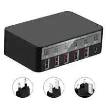 6 портов USB зарядное устройство Быстрая зарядка QC 3,0 SLCD дисплей зарядная станция Док-станция для samsung мобильного телефона+ type-C зарядное устройство концентратор адаптер