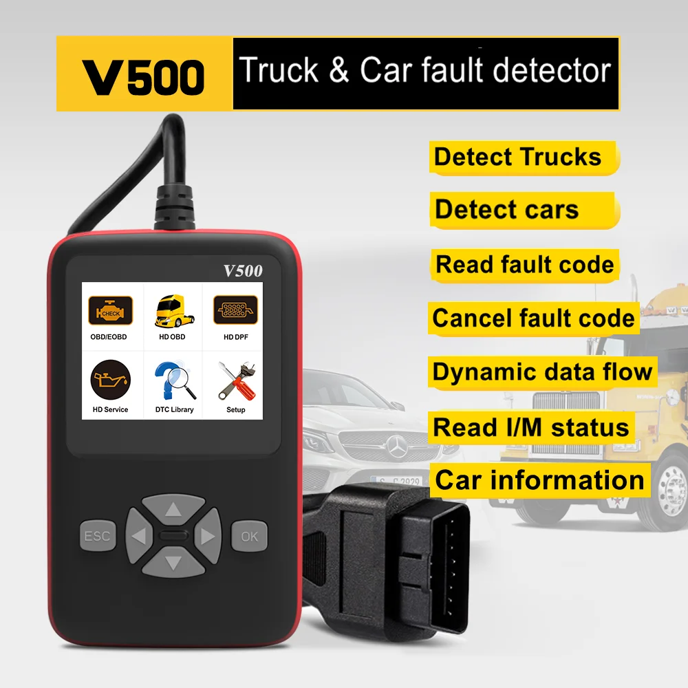 Диагностический сканер для грузовиков Авто OBD II Проверка кода двигателя считыватель универсальный детектор неисправностей Диагностический инструмент авто тест