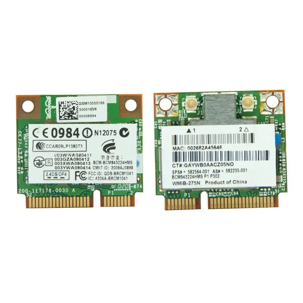 Новая WLAN половинная PCI E карта HP Broadcom BCM943224HMS беспроводная мини g Asus b / 582564 001 802.11a Wifi