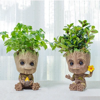 

Strongwell Home Decor Ornaments Baby Groot Flower Pot Pen Holder Planter Cute Tree Man Toy Pot Garden Planter Flower Pot