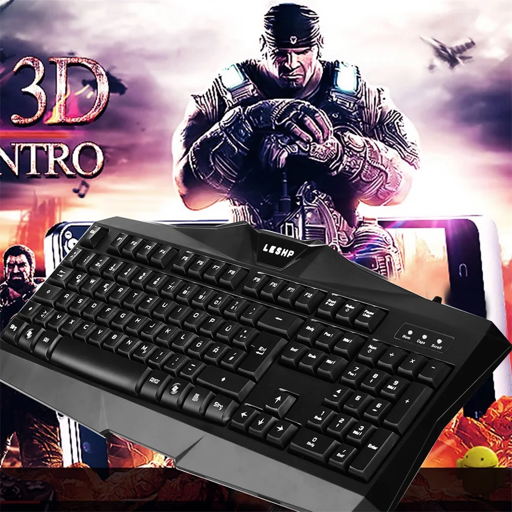 Black Portable Lightweight Smooth Comfortable Full-Size USB interface Wired Game Gaming Mouse Keyboard Set With Mouse