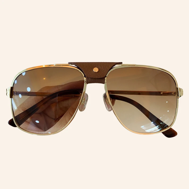 No.4 Sunglasses Винтажные Солнцезащитные очки пилота для мужчин и женщин, фирменный дизайн, большие размеры, кожа, роскошные зеркальные солнцезащитные очки для женщин, UV400 - Цвет линз: No.4 Sunglasses
