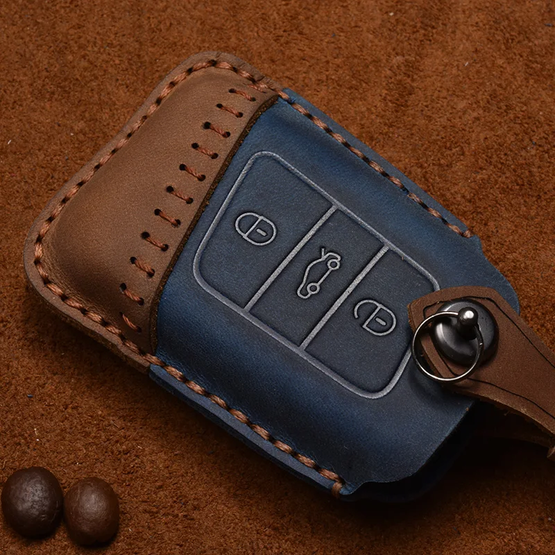 

Handmade Genuine Leather Smart Car Key Cover Case Bag Suitable for Volkswage Suitable for VW PASSAT B8 Car styling Accessories