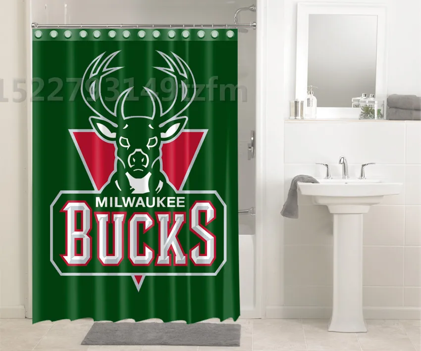 Водонепроницаемая занавеска для душа s Milwaukee Bucks, занавеска для душа 01, полиэфирная ткань, занавеска для ванной комнаты с 12 крючками
