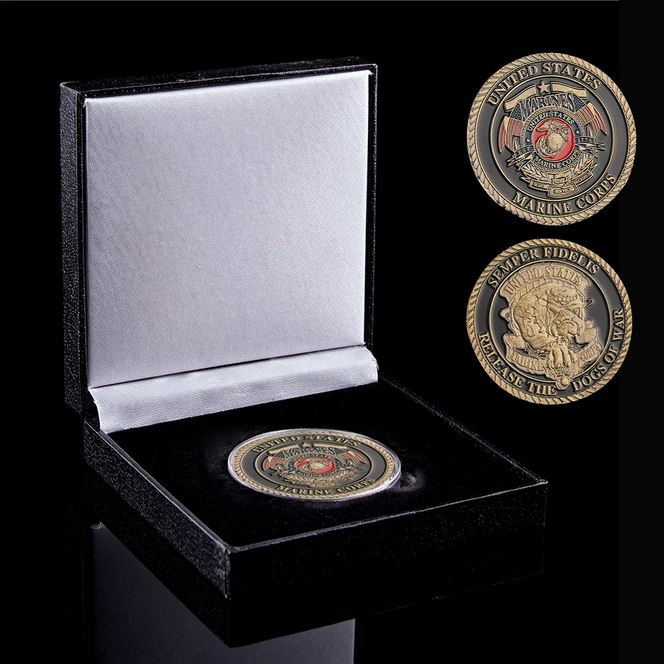 

United States Copper Military Semper Fidells Release The Dogs of War Souvenir Coin W/ Luxury Box Display