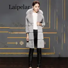 Пальто из искусственного меха женское серое зеленое 5XL размера плюс свободная искусственная шерстяная куртка с мехом 19 новинка осень зима лисий пух воротник длинное пальто