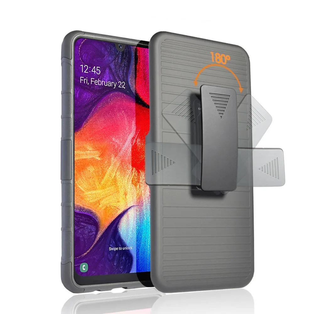 

For Samsung Galaxy A10 A20 30 A50 Heavy Duty Magnetic Finger Ring Kickstand Armor Case+ Belt Swivel Clip Holster luxurious Cover