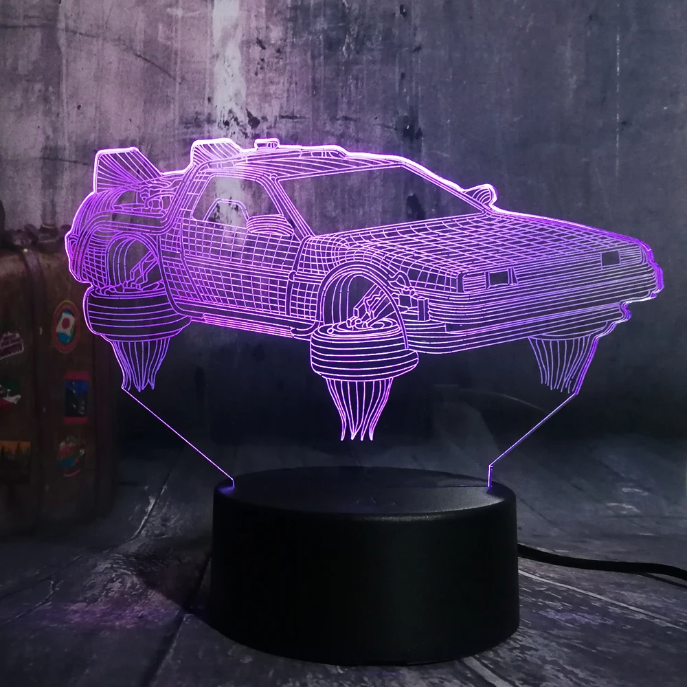Movie Fans Souvenir Back To The Future Car 3d Led Night Light Multicolor 7 Color Change Table Lamp Child Christmas Lamp Decor Led Night Lights Aliexpress